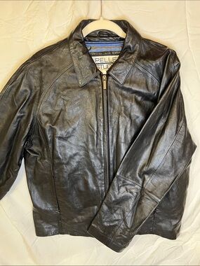 Wilsons Leather Black Leather Zip Bomber Jacket